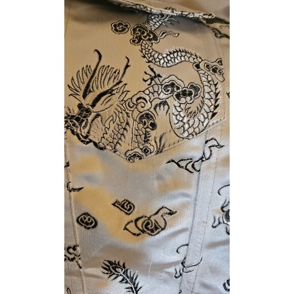 Vintage Savion Womens Satin Dragon Print Jacket PS Black & White - Picture 9 of 9